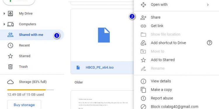 Cách xoá tài liệu được chia sẻ với bạn trên Google Drive